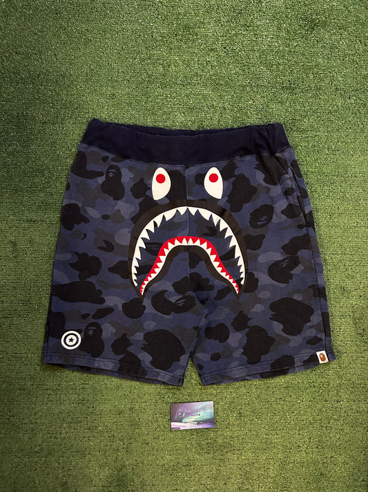 Bape Blue camo shark shorts