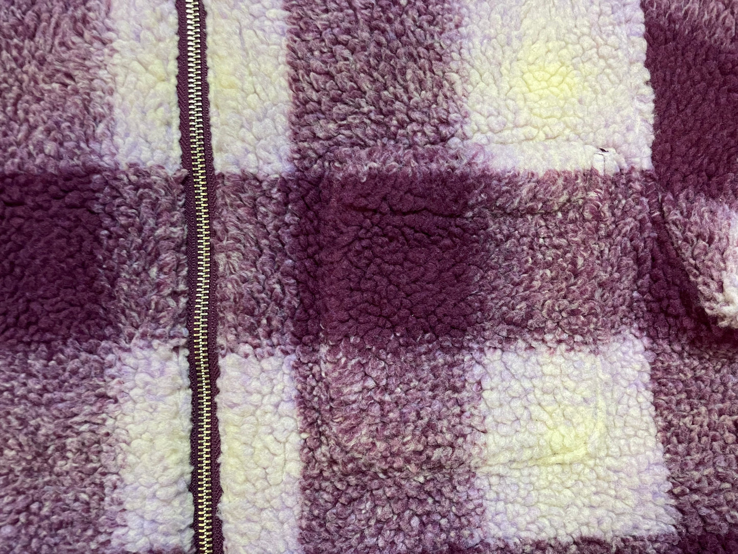 Stussy Shadow Plaid Zip Sherpa berry jacket