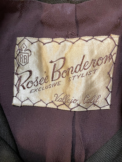 Vintage 1940s Rosee bonderson brown blazer