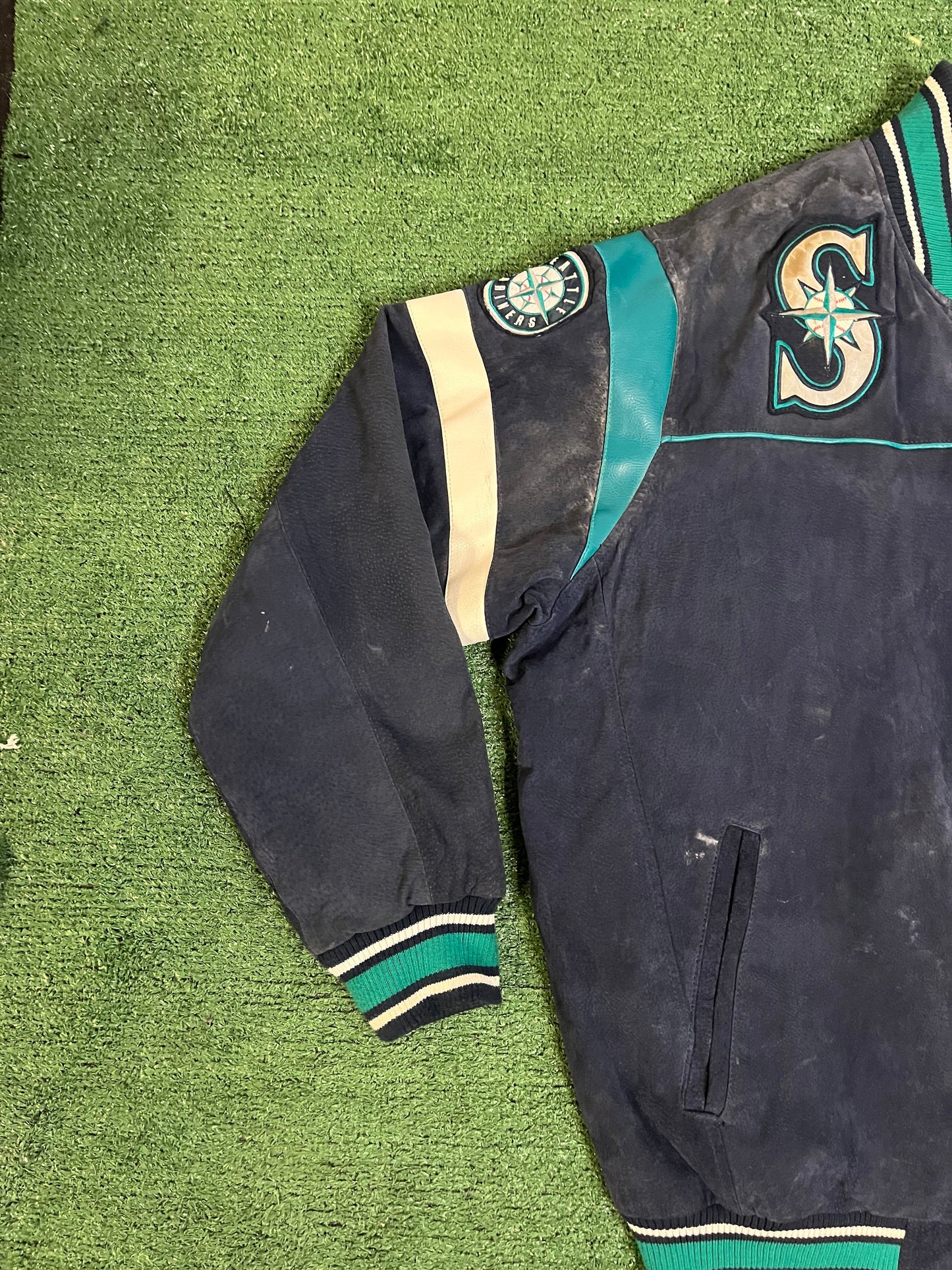 Vintage 1990s Seattle mariners leather and suede jacket