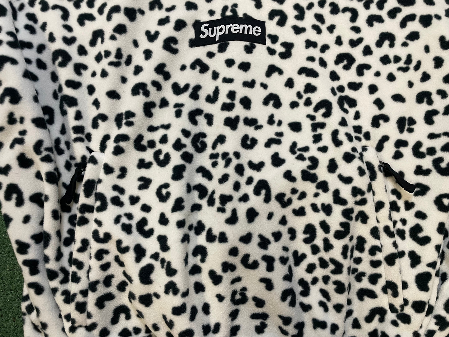 Supreme polartec face mask half zip snow leopard