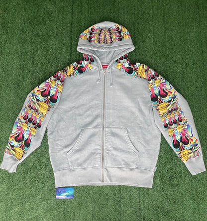 Supreme skulls zip up hoodie light slate