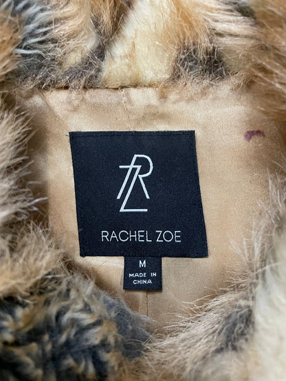 Rachel Zoe Camel Brown Tan Leopard Faux Fur Satin Lined Vest