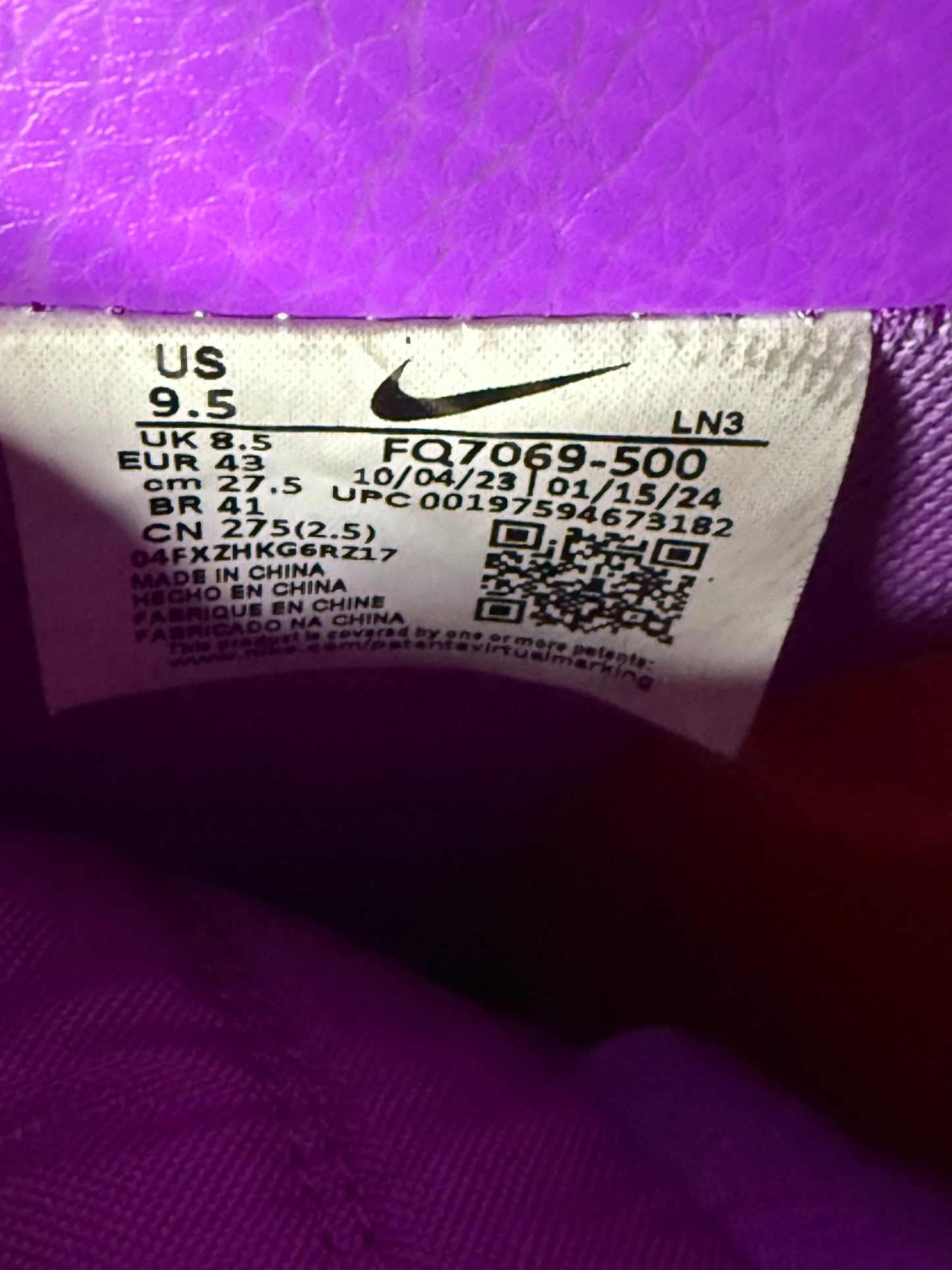 Nike Air Force 1 CPFM Fuchsia 9.5 Men/11 Women “Preowned”