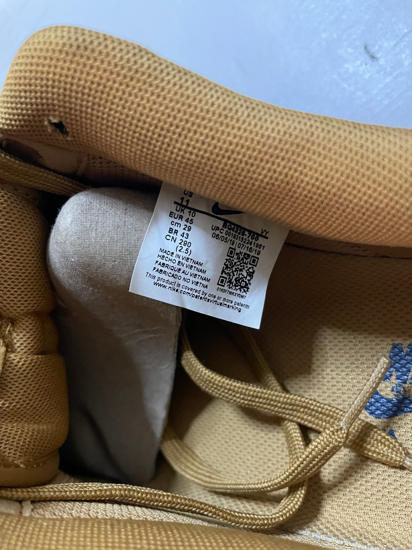 Nike Air Force 1 low wheat size 11men/12.5women