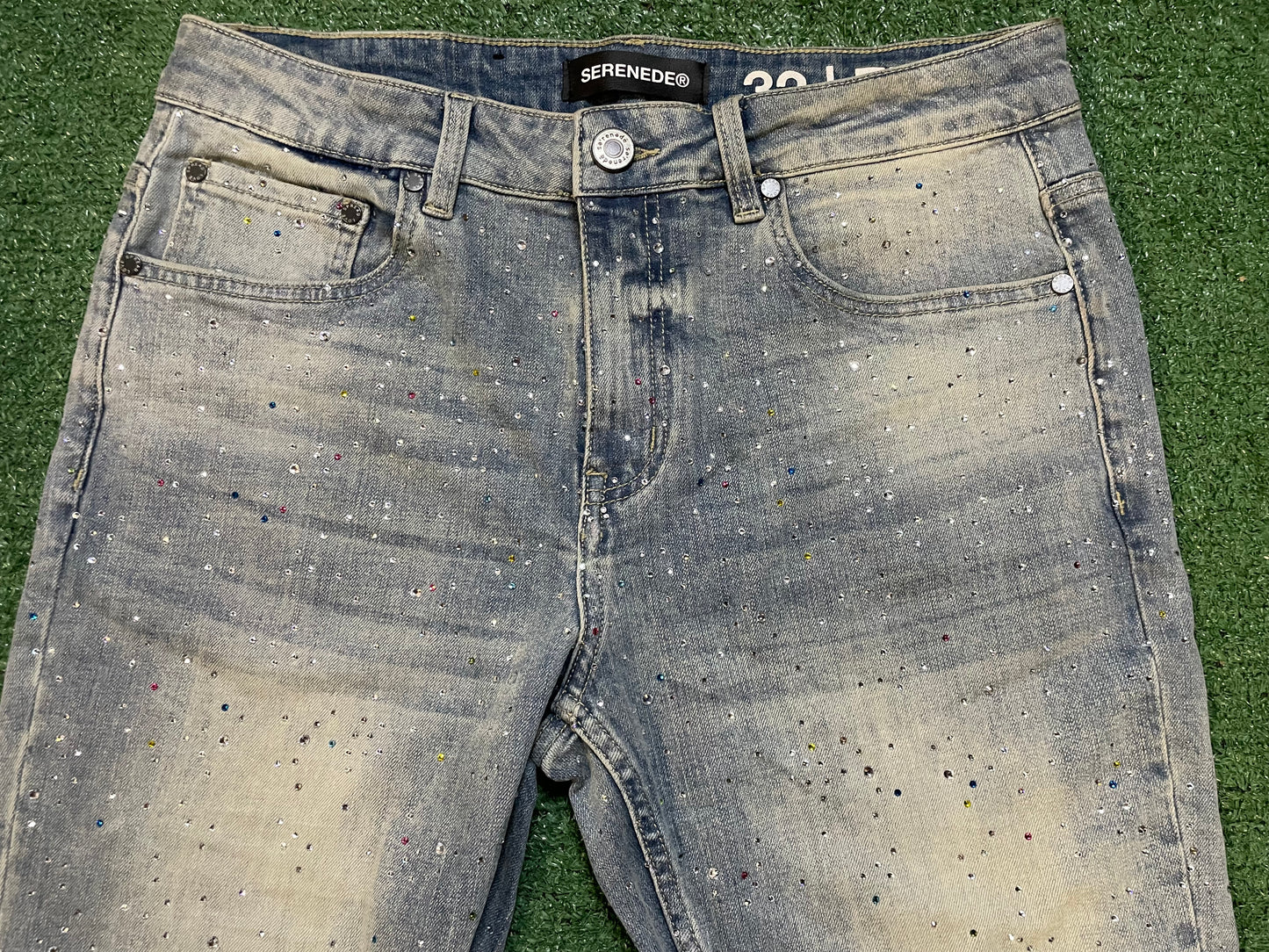 Serenede light wash rhinestone jeans