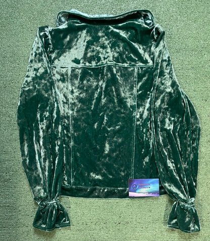 Colleen Lopez velvet green button up