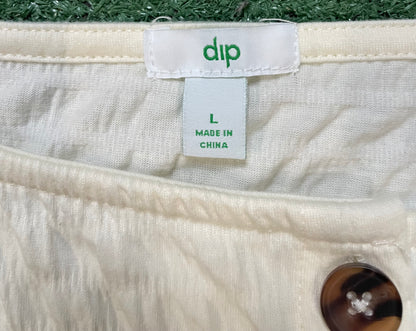 dip cream button short sleeve