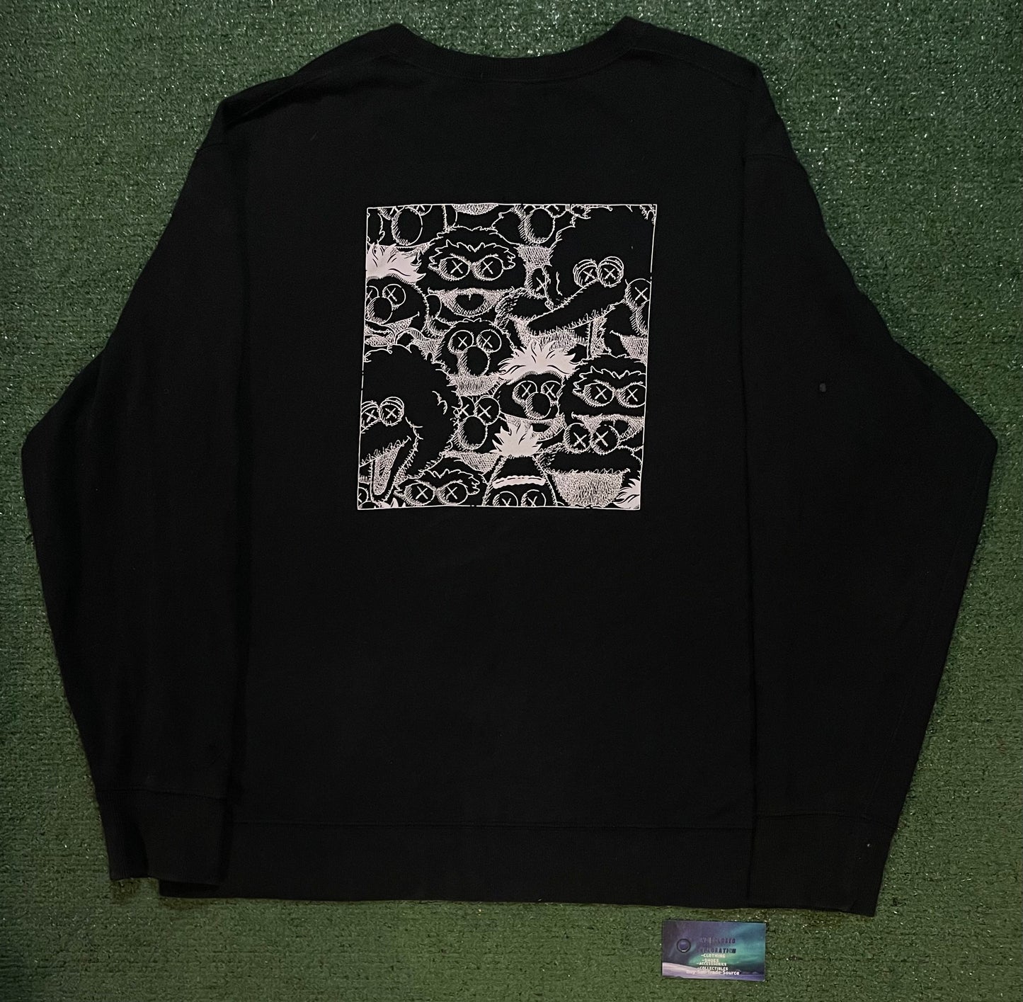 KAWS X Uniqlo X Sesame Street black crewneck