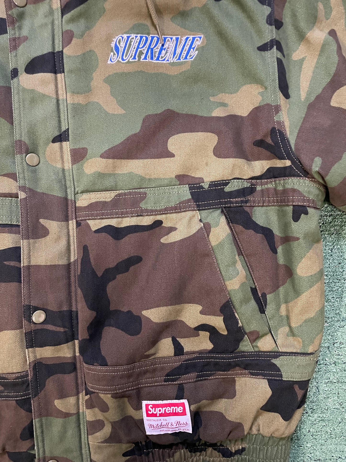 Supreme X Mitchell & ness twill stadium camo jacket