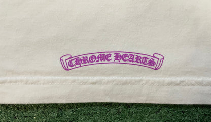 Chrome Hearts white and purple neck logo tee