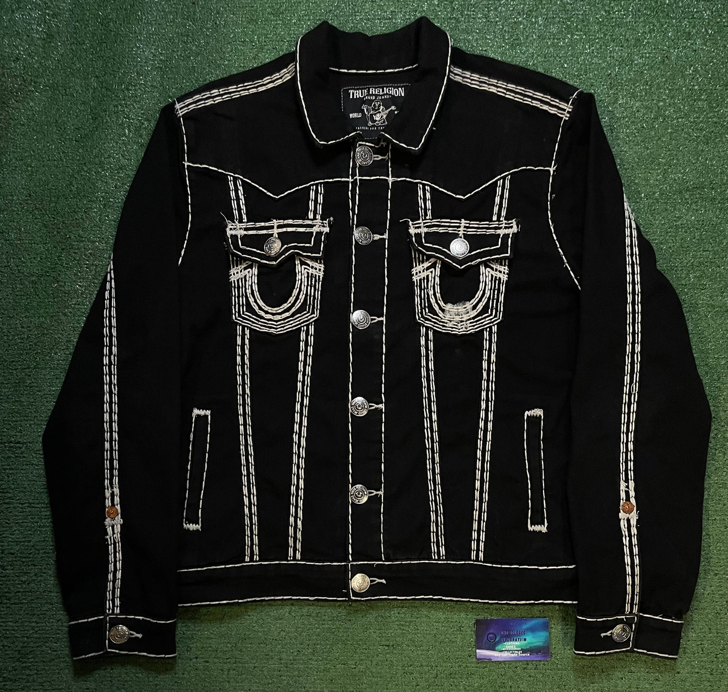 True Religion black & white jean jacket