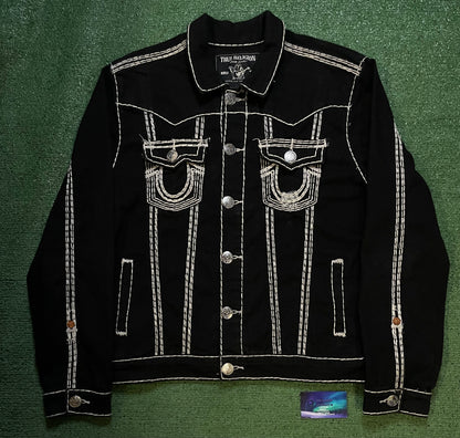 True Religion black & white jean jacket