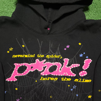 Sp5der P*nk Hoodie Black