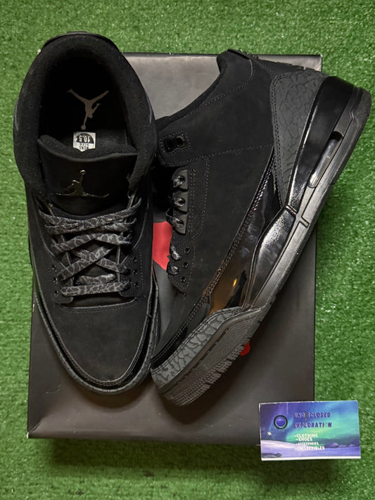 Jordan 3 Black Cat 10.5 Men/12 Women “Preowned”