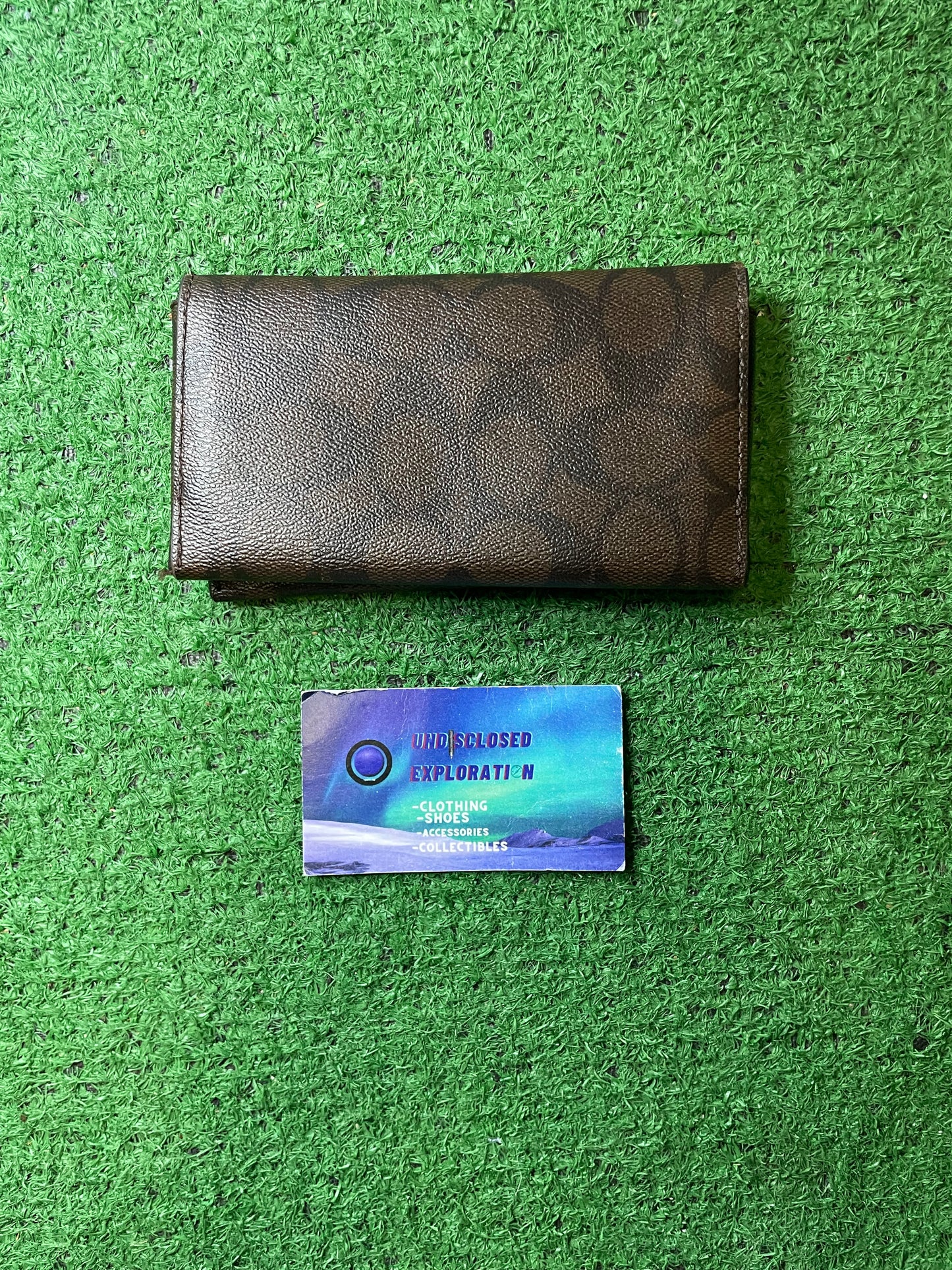 COACH Brown Monogram Leather Wallet