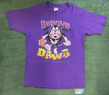 Vintage 1990s University of Washington  UW Beware Of The Dawgs tee