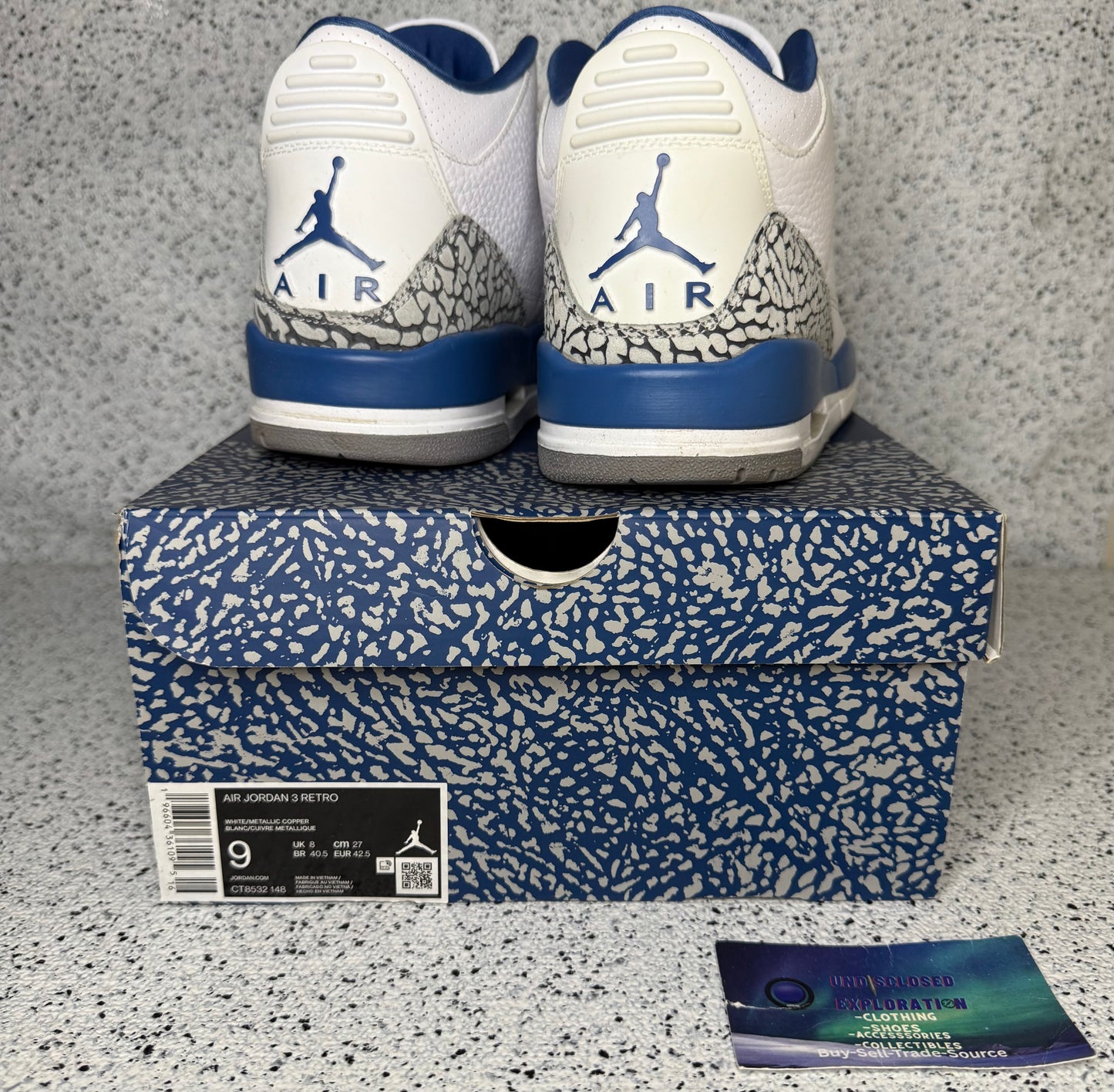 Jordan 3 Wizards 9 Men/10.5 Women “Preowned”