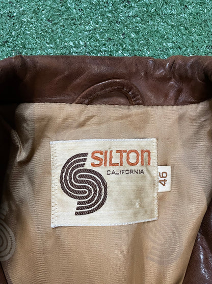 Vintage 1970s Silton brown leather jacket