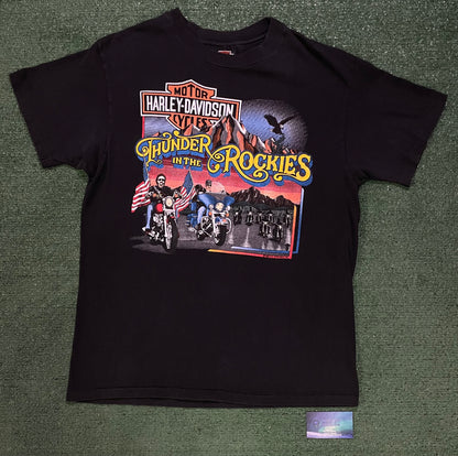 Vintage 1980s Harley Davidson thunder in the Rockies tee