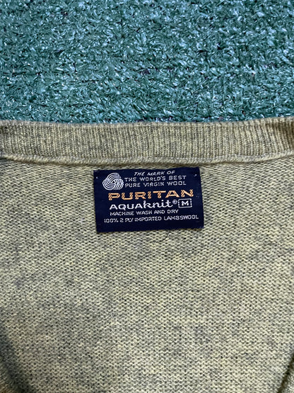 vintage 1970 Puritan Aquanaut green wool sweater vest