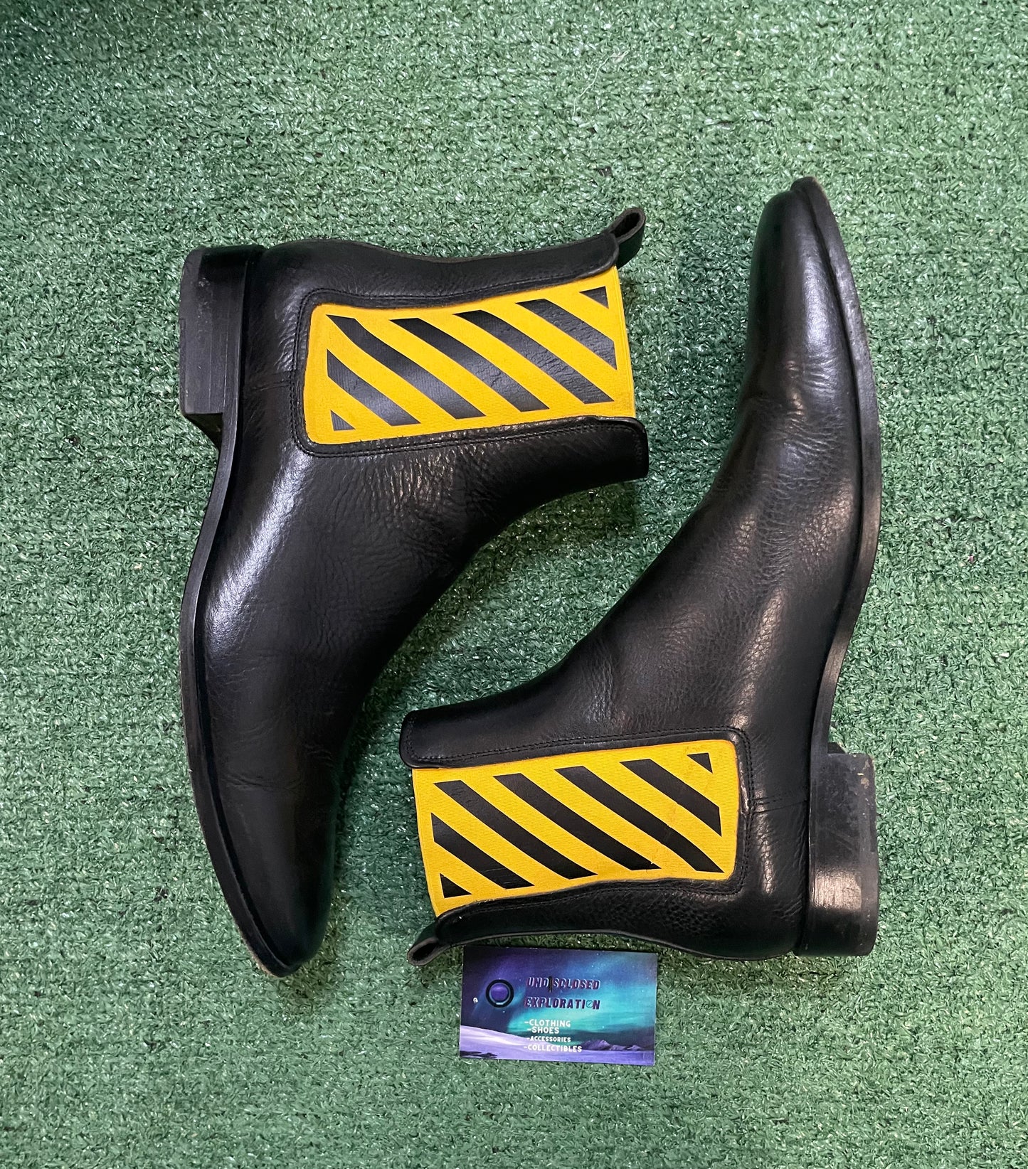 Off White leather diagonal Chelsea boots size 9men/10.5women(EU 42)