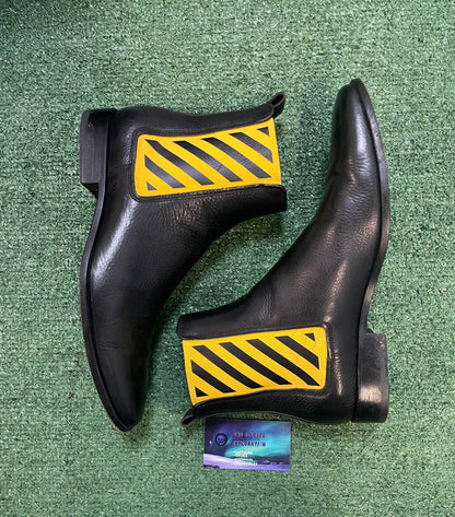 Off White leather diagonal Chelsea boots size 9men/10.5women(EU 42)