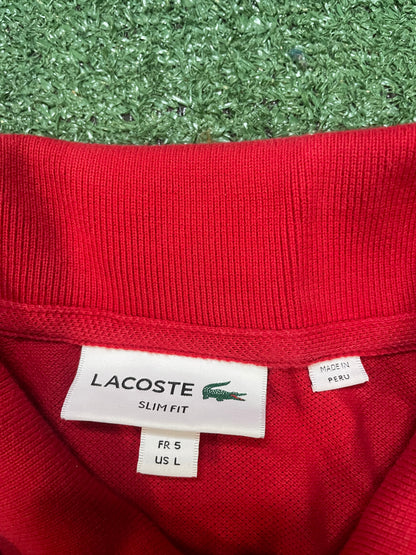 Lacoste red striped polo