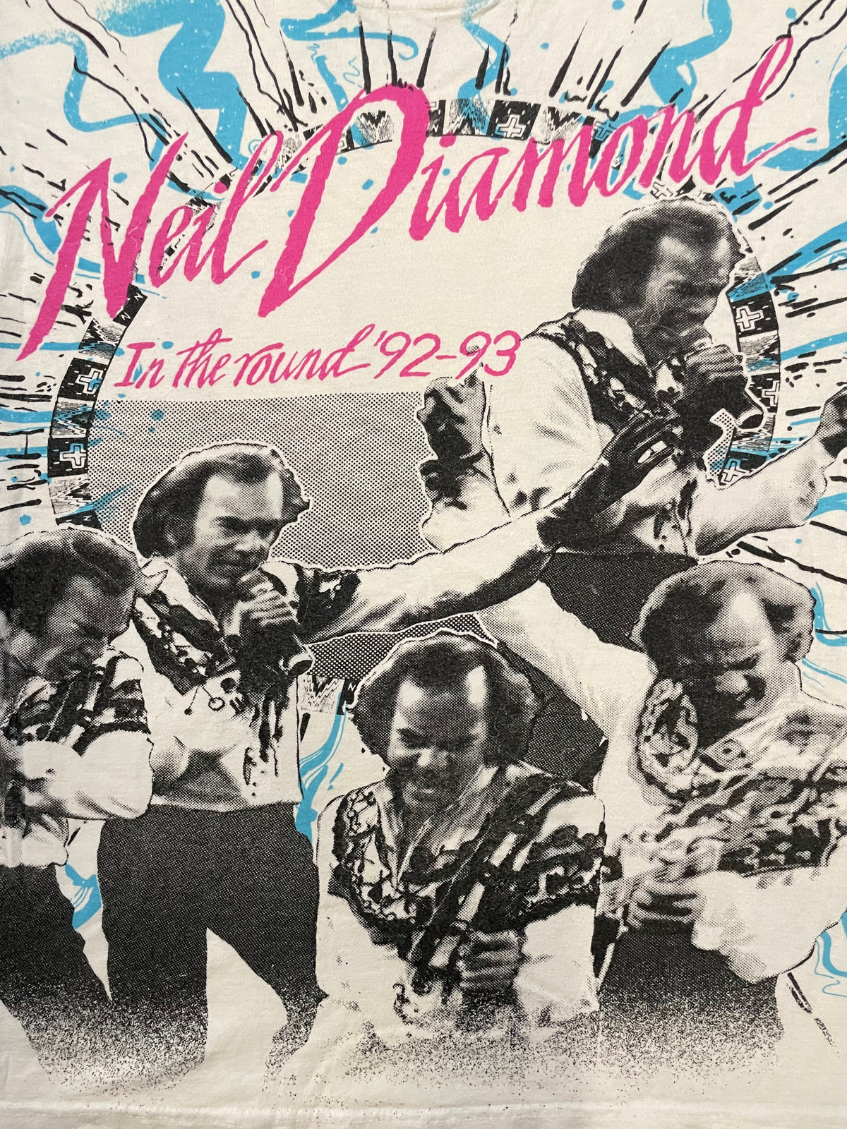 Vintage 1990s Neil Diamond in the round all over print tee