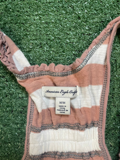 American Eagle racerback pink and white top