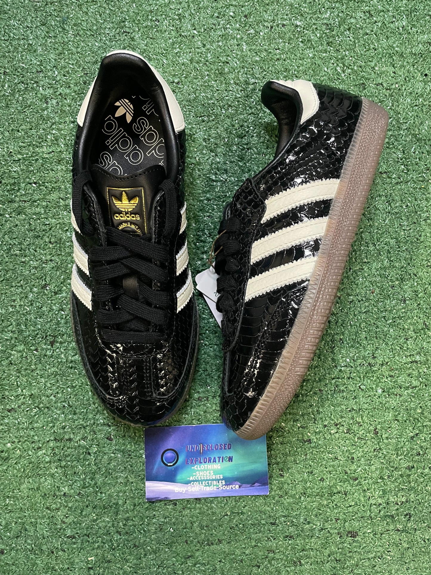 Adidas samba black patent snakeskin
