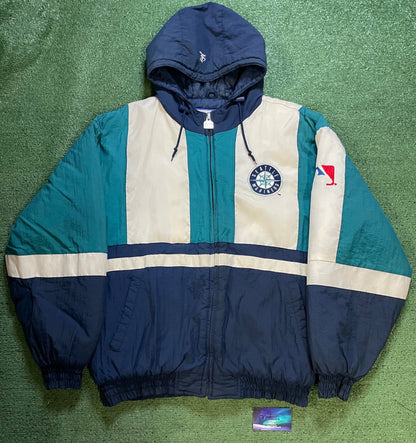 Vintage 1990s Seattle Mariners logo athletic puffer jacket