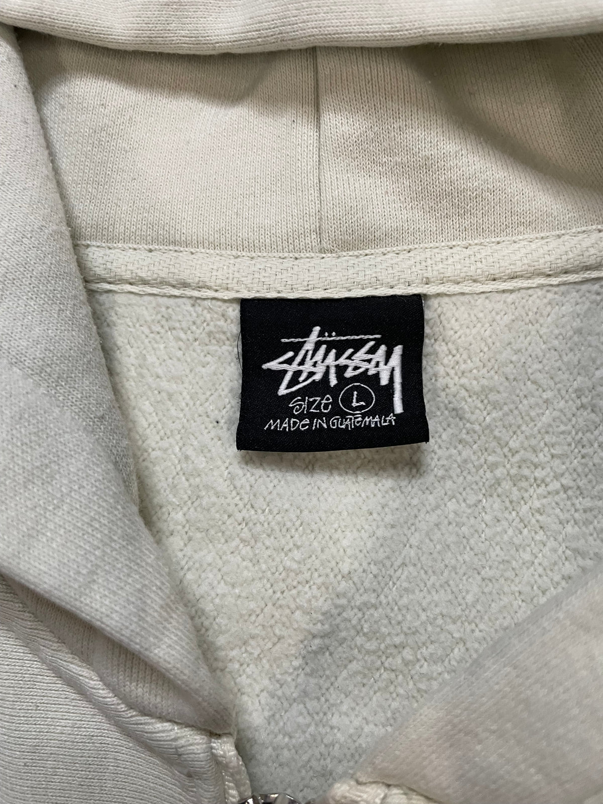 Stussy star zip up white & green hoodie