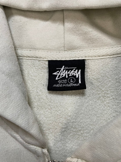 Stussy star zip up white & green hoodie