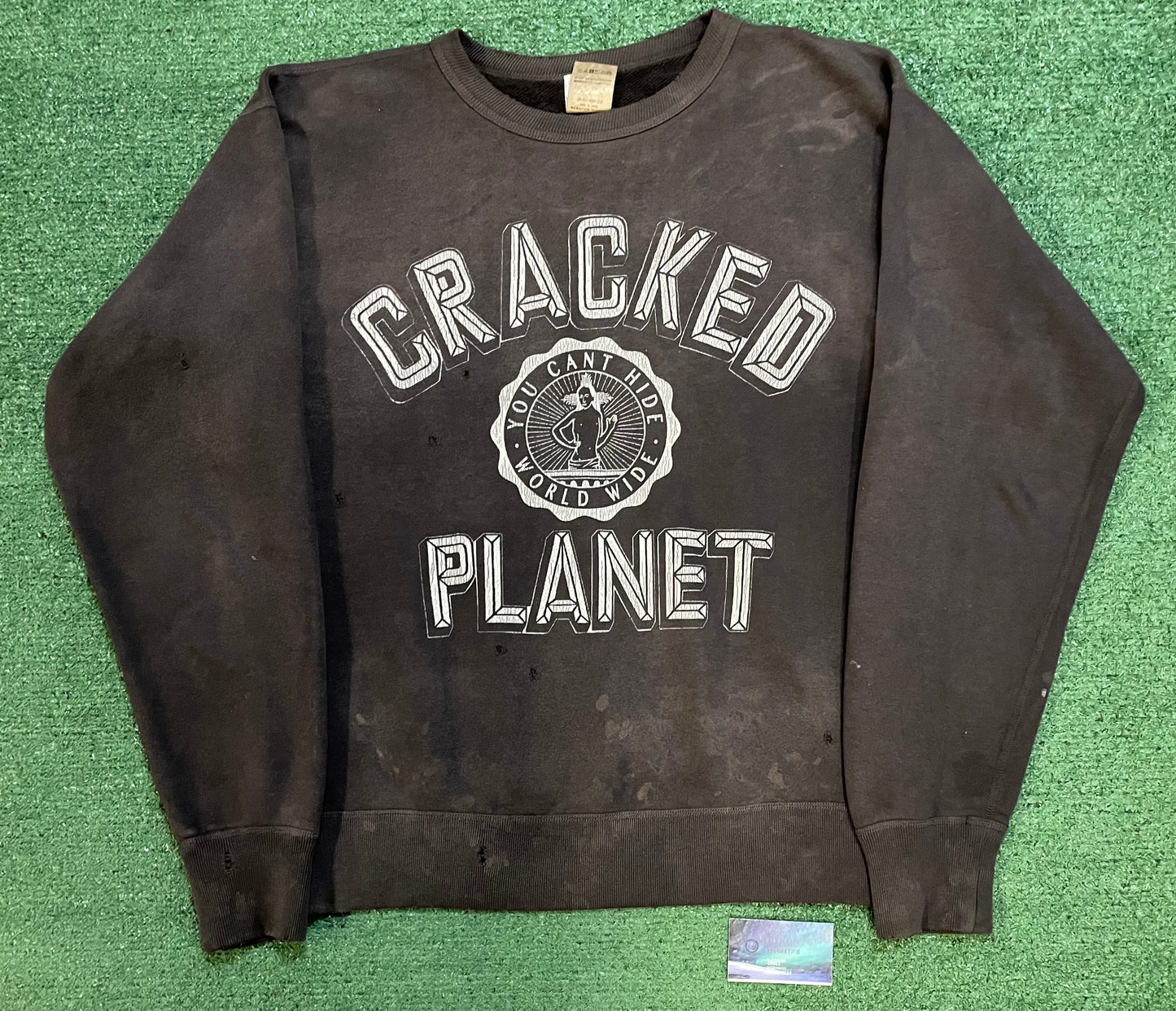 Saint Michael Cracked Planet distressed crewneck