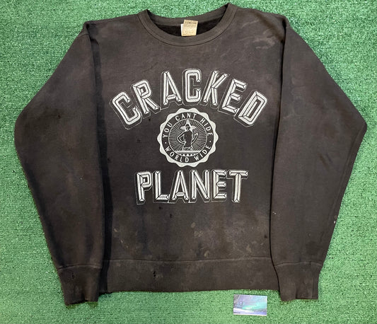 Saint Michael Cracked Planet distressed crewneck