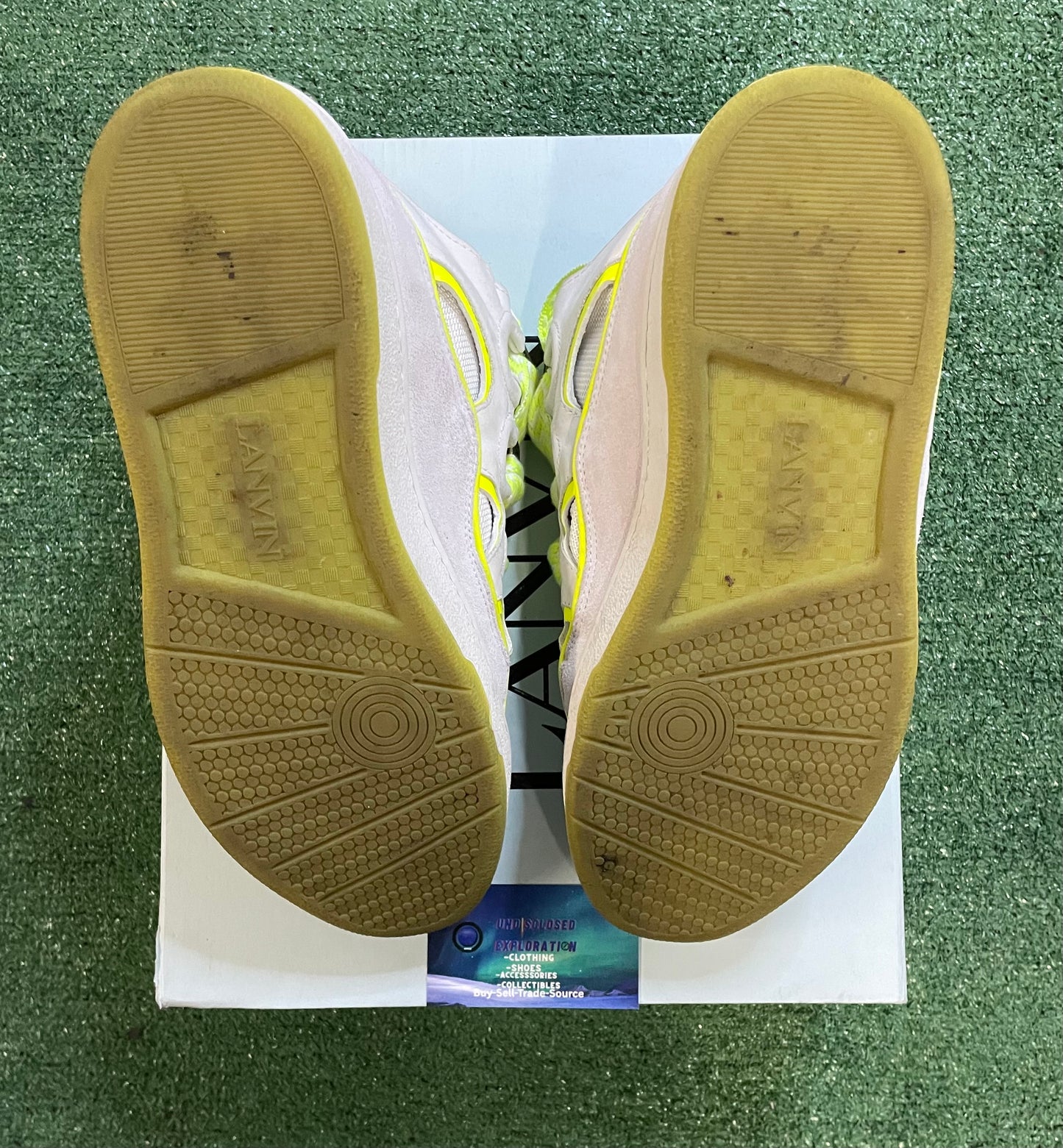 Lanvin curb sneakers white and flou yellow size 13men /14.5women(EU 46)