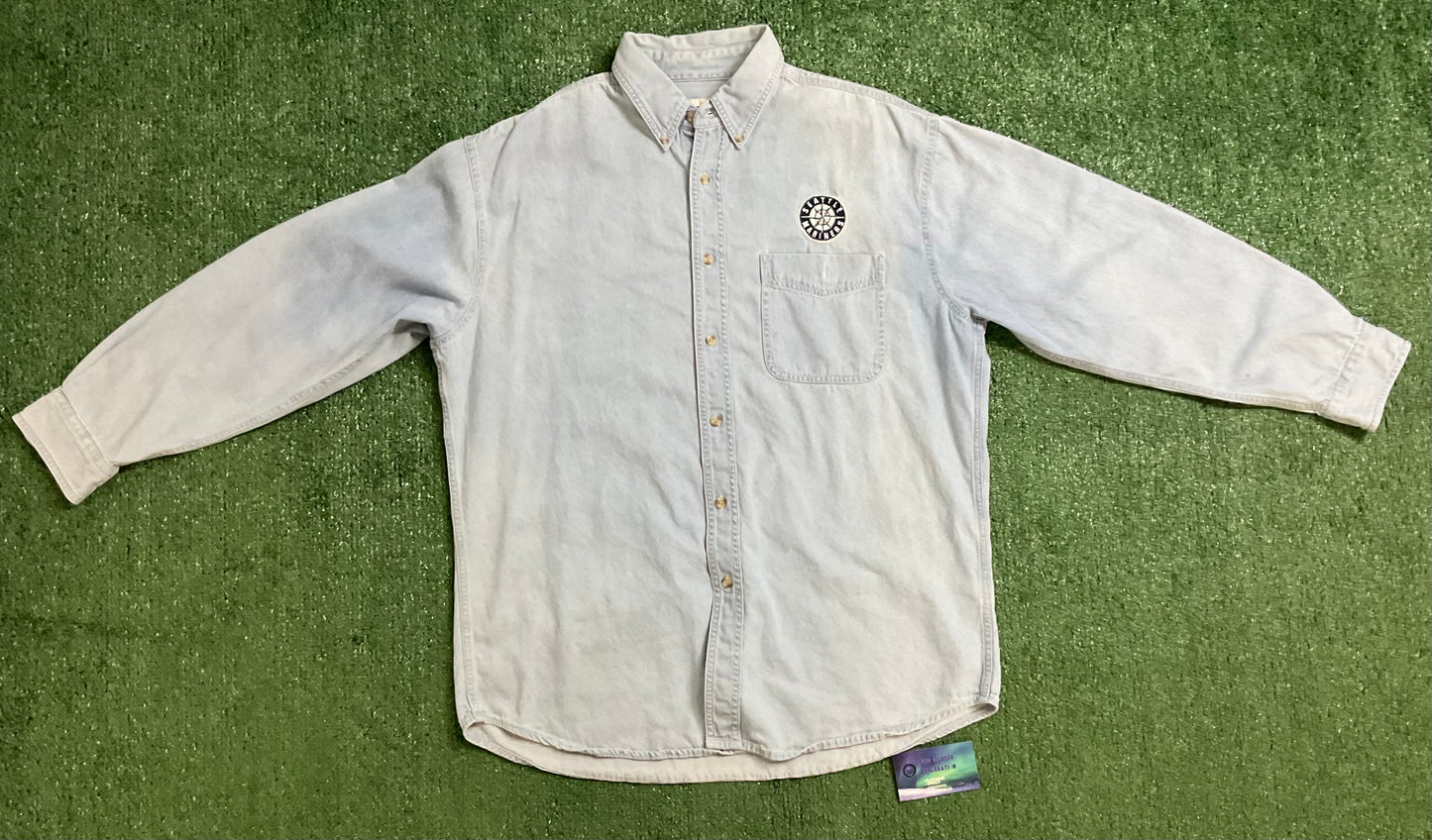 Vintage Lee Sport Seattle Mariners Denim Button Up Shirt