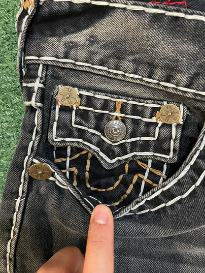 True Religion Rocco flap dark metal wash Jean shorts