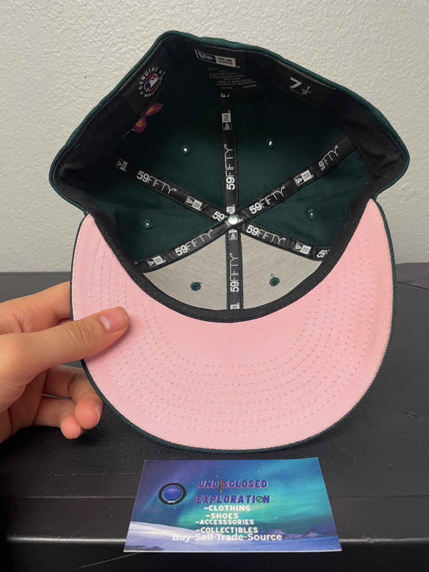 Dark Green Oakland athletics floral fitted hat