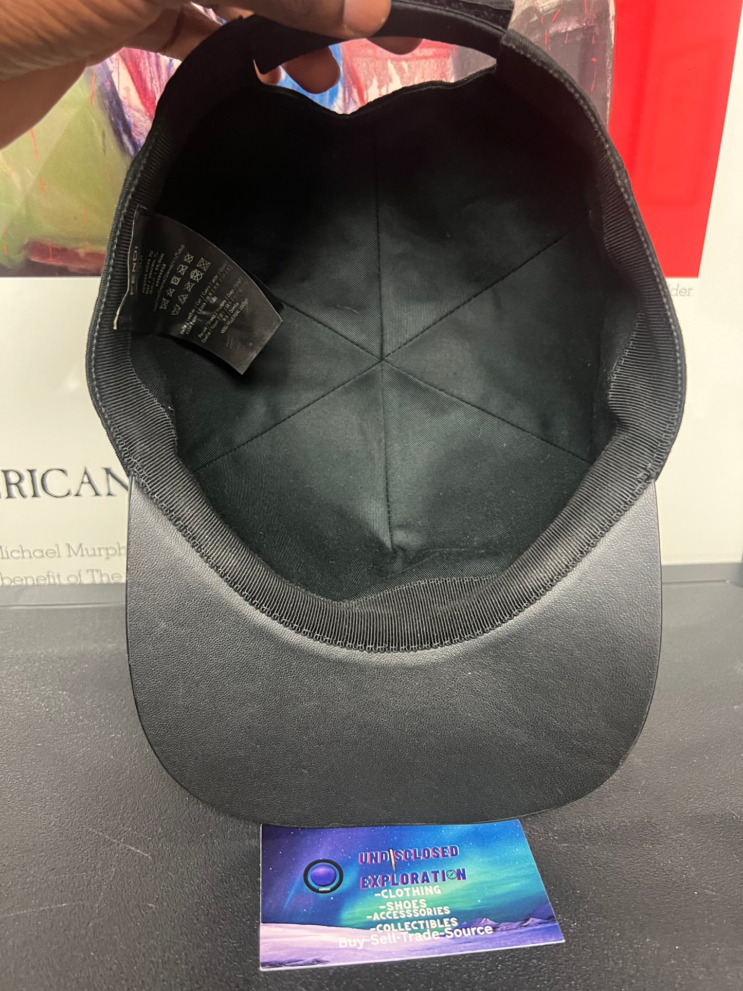Fendi black and red embroidered hat