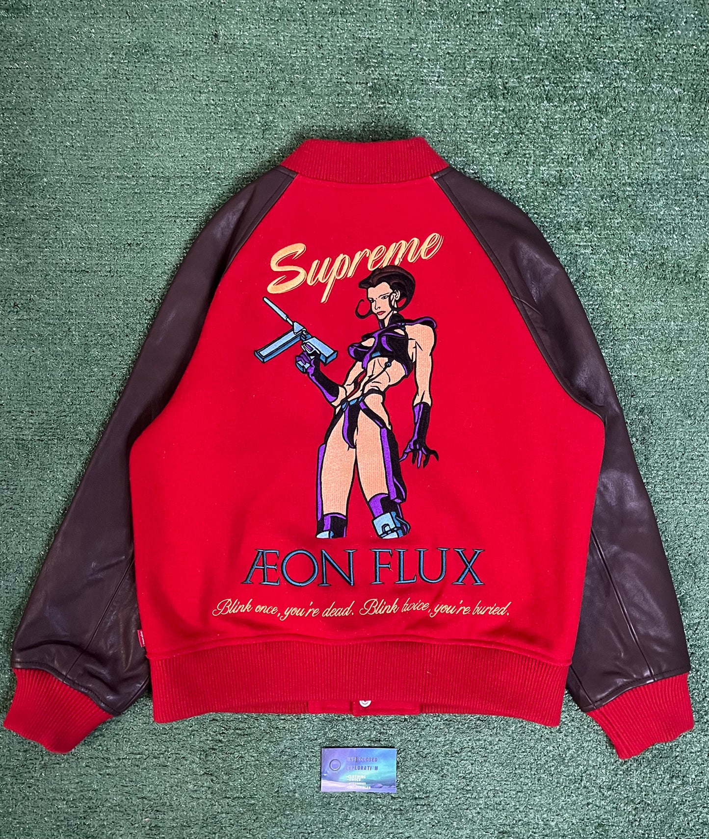 Supreme Aeon Flux varsity red jacket