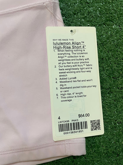 lululemon align high rise short 4 pink organza