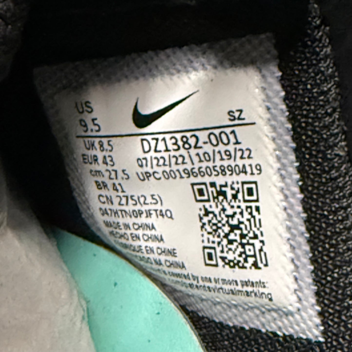 Nike Air Force 1 Low Tiffany & Co. 1837 9.5 Men “Pre-Owned”