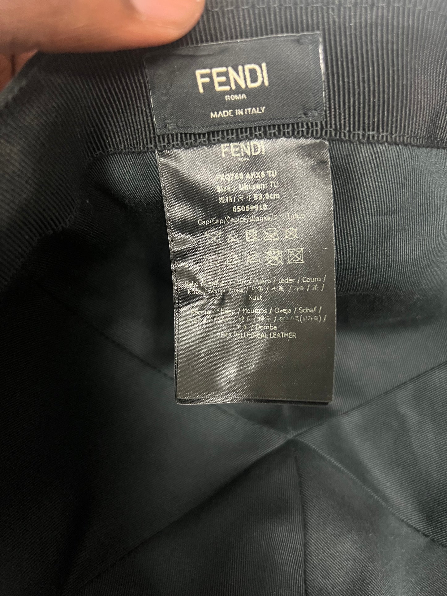 Fendi black and red embroidered hat