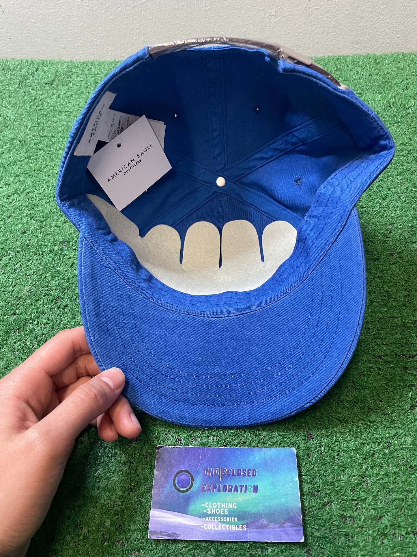 American Eagle AE iconic blue and white dad hat