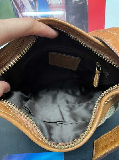 Coach brown and tan Bleecker Signature jacquard shoulder bag