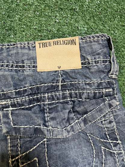 True Religion light wash Jean cargo shorts