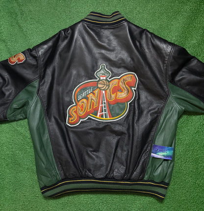 Vintage Seattle SuperSonics Jacket Leather G-III banks