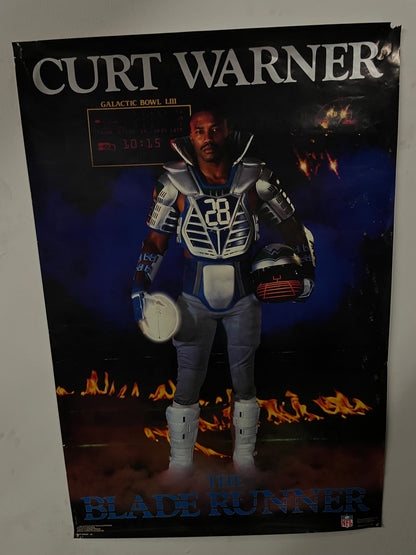 Vintage 1980s Curt Warner blade runner Seattle Seahawks poster